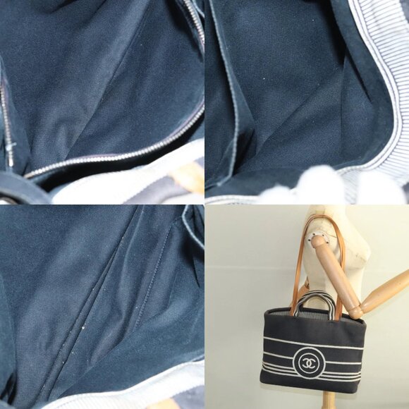 CHANEL Tote Bag Denim Navy CC Auth PP037 - Picture 13 of 15